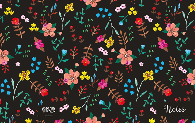 Hard Cover Pocket Notebook - Black Floral