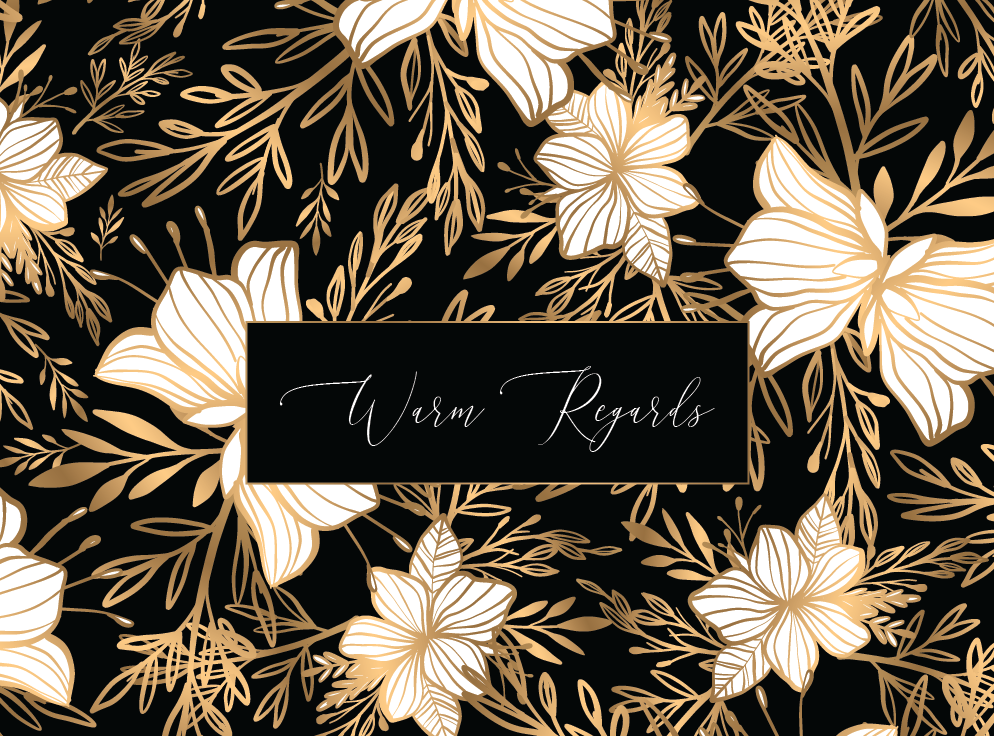 Golden Flower - Black (Set of 10 Mini Cards with Envelopes)