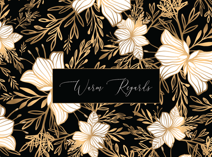 Golden Flower - Black (Set of 10 Mini Cards with Envelopes)