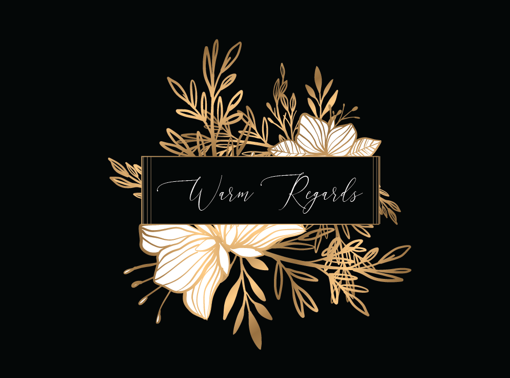 Golden Flower - Black (Set of 10 Mini Cards with Envelopes)