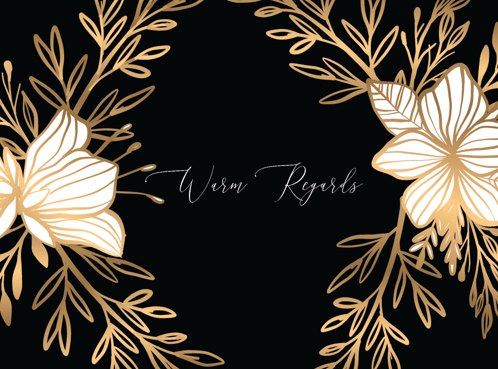 Golden Flower - Black (Set of 10 Mini Cards with Envelopes)
