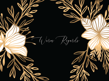 Golden Flower - Black (Set of 10 Mini Cards with Envelopes)