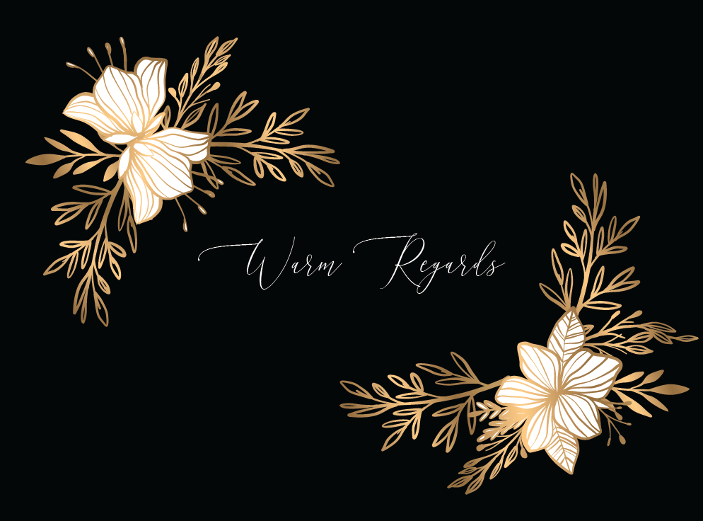 Golden Flower - Black (Set of 10 Mini Cards with Envelopes)