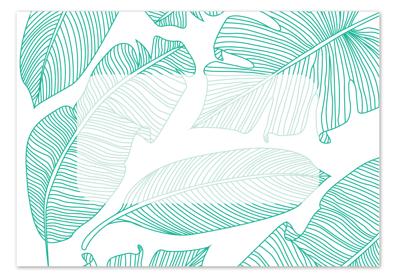 Folded Note Cards Envelope (4.4" x 3") - Tropical Leaf