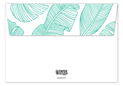 Folded Note Cards Envelope (4.4" x 3") - Tropical Leaf