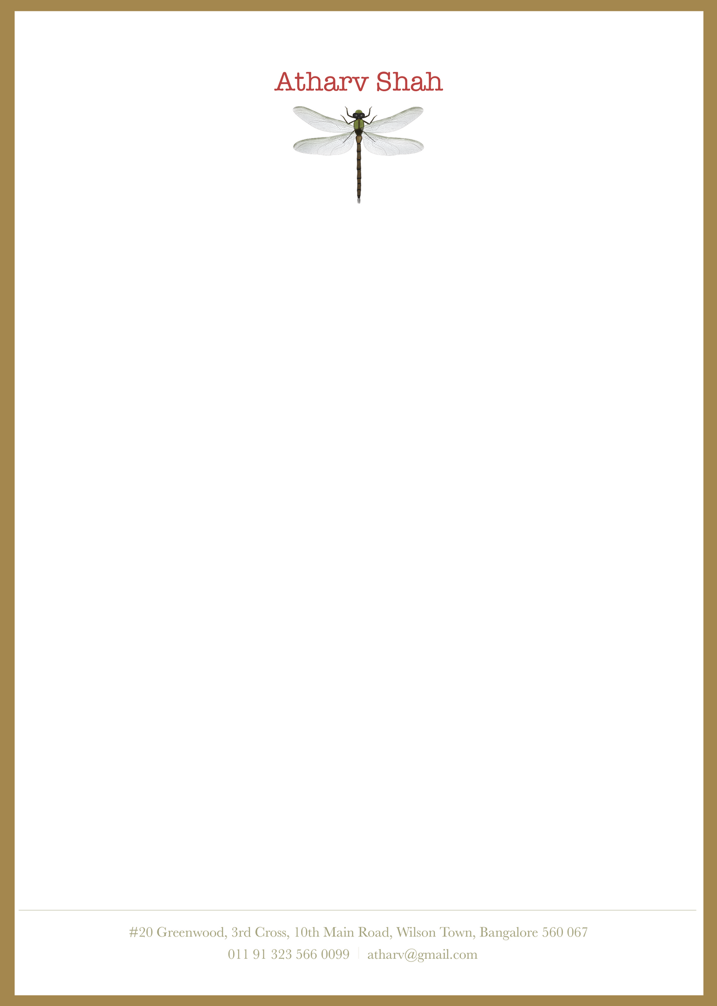 Letter Sheets - Dragon Fly