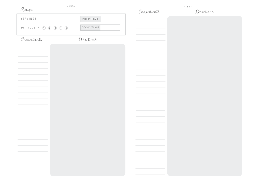 Pages for Long Recipes