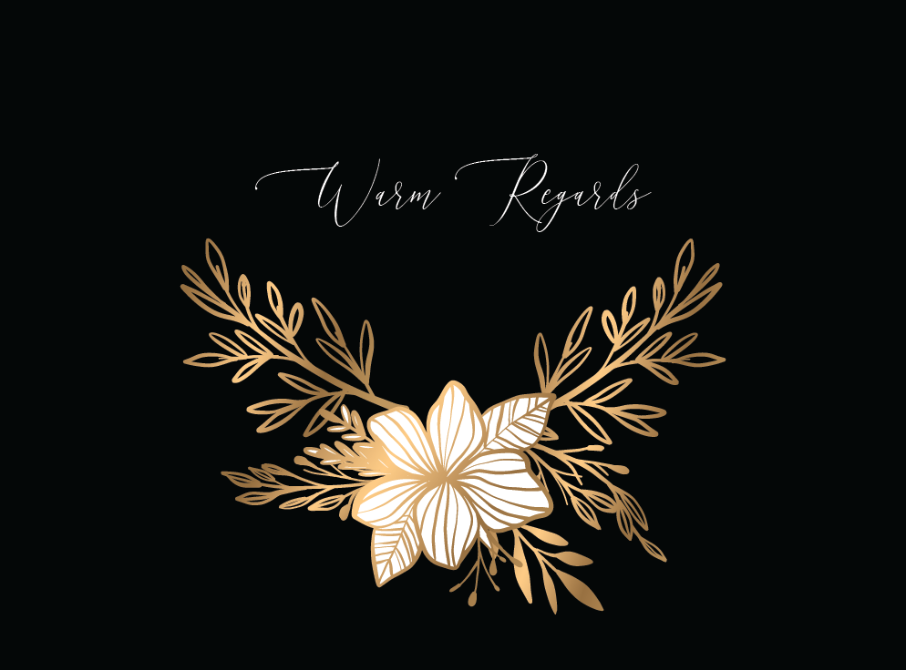 Golden Flower - Black (Set of 10 Mini Cards with Envelopes)